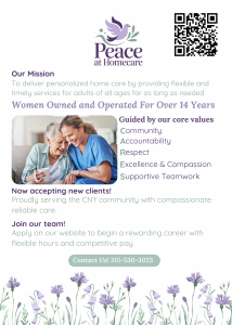 Peace at HomeCare, Compassionate Care in CNY 