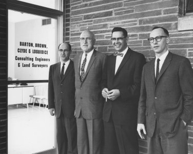 Barton & Loguidice Founders from 1961 (Left to Right) Frank Loguidice, James Clyde, Ken Brown, Edwin Barton