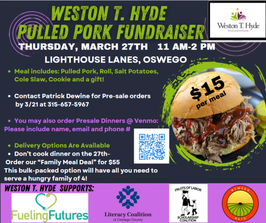 Weston T. Hyde Pulled Pork Fundraiser Flyer