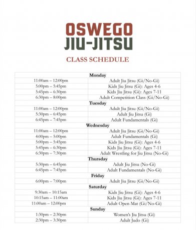 Oswego Jiu Jitsu Upcoming Classes