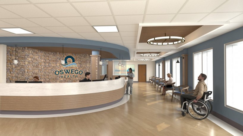 Transformed lobby at Oswego Hospital