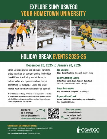 SUNY Oswego Holiday Break Events 2025-26