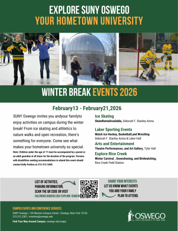 February Winter Break Explore SUNY Oswego Flyer