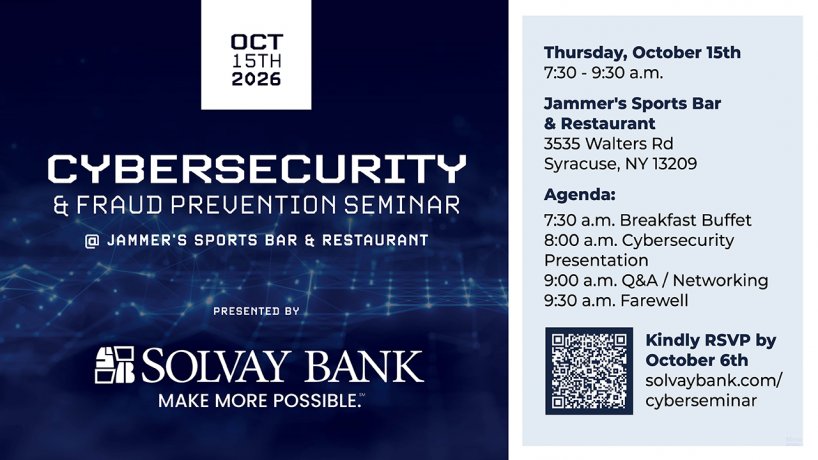  Cybersecurity & Fraud Prevention Breakfast Seminar Presented by Solvay Bank on October 15, 2026