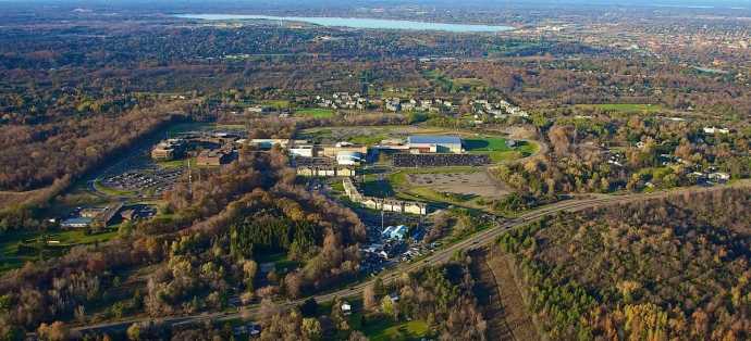 Aerial photo of Onondaga Community College campus