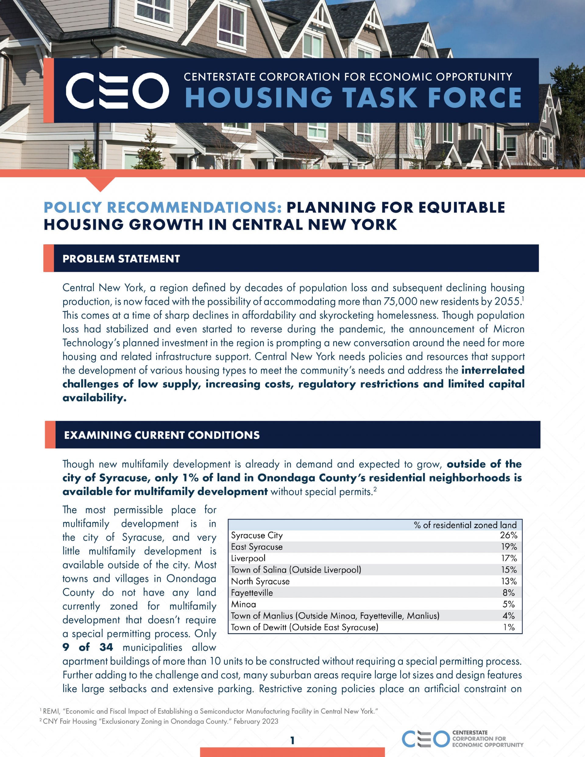 Housing Taskforce Policy Recommendations